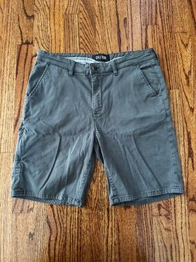 DUER DU/ER Olive Green  Stretch Cotton Twill   Shorts - Mens 34 " Inseam 9"